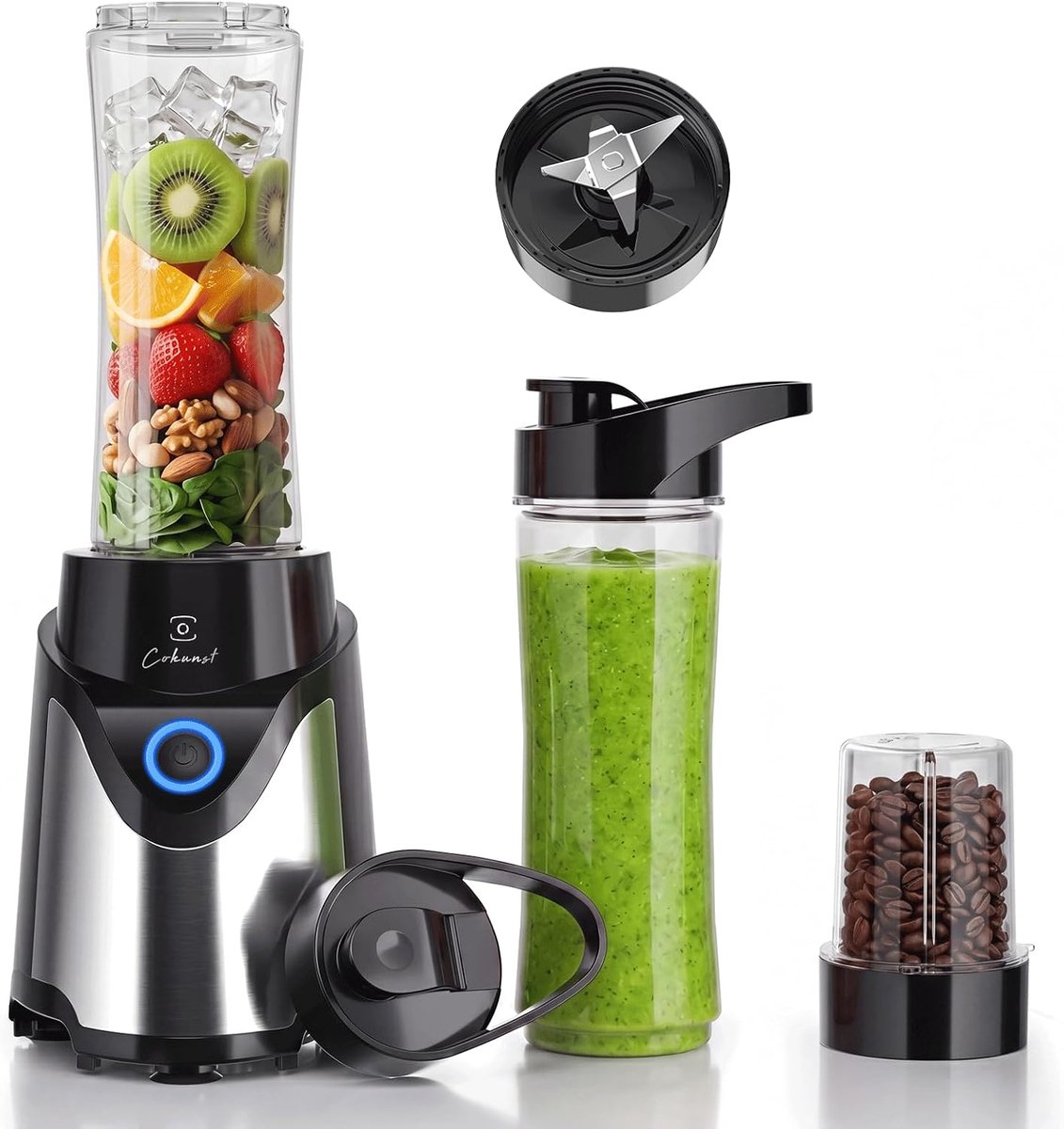 SnelShoppen - Standmixer 500ml - Compact, Krachtig, Ideaal voor Smoothies, Soepen, Sappen, Keuken, Handig voor Camping, Feestjes, Kinderen, Grootte: 5