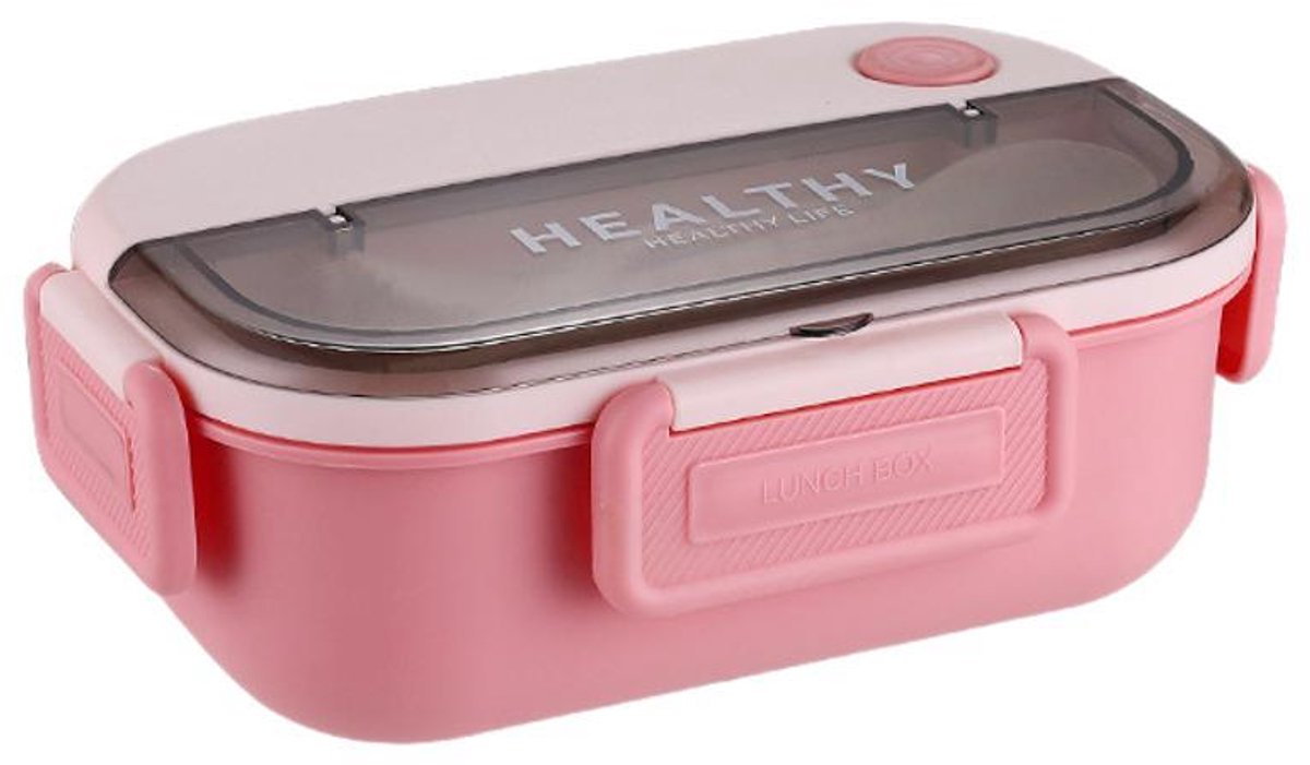VHV-RVS Lunchbox met Vakken - Lekvrije Broodtrommel met Bestek - Duurzame Bento Box voor Werk en School - 100% BPA-Vrij - Eenvoudig te Reinigen - 1200ml - Zilver