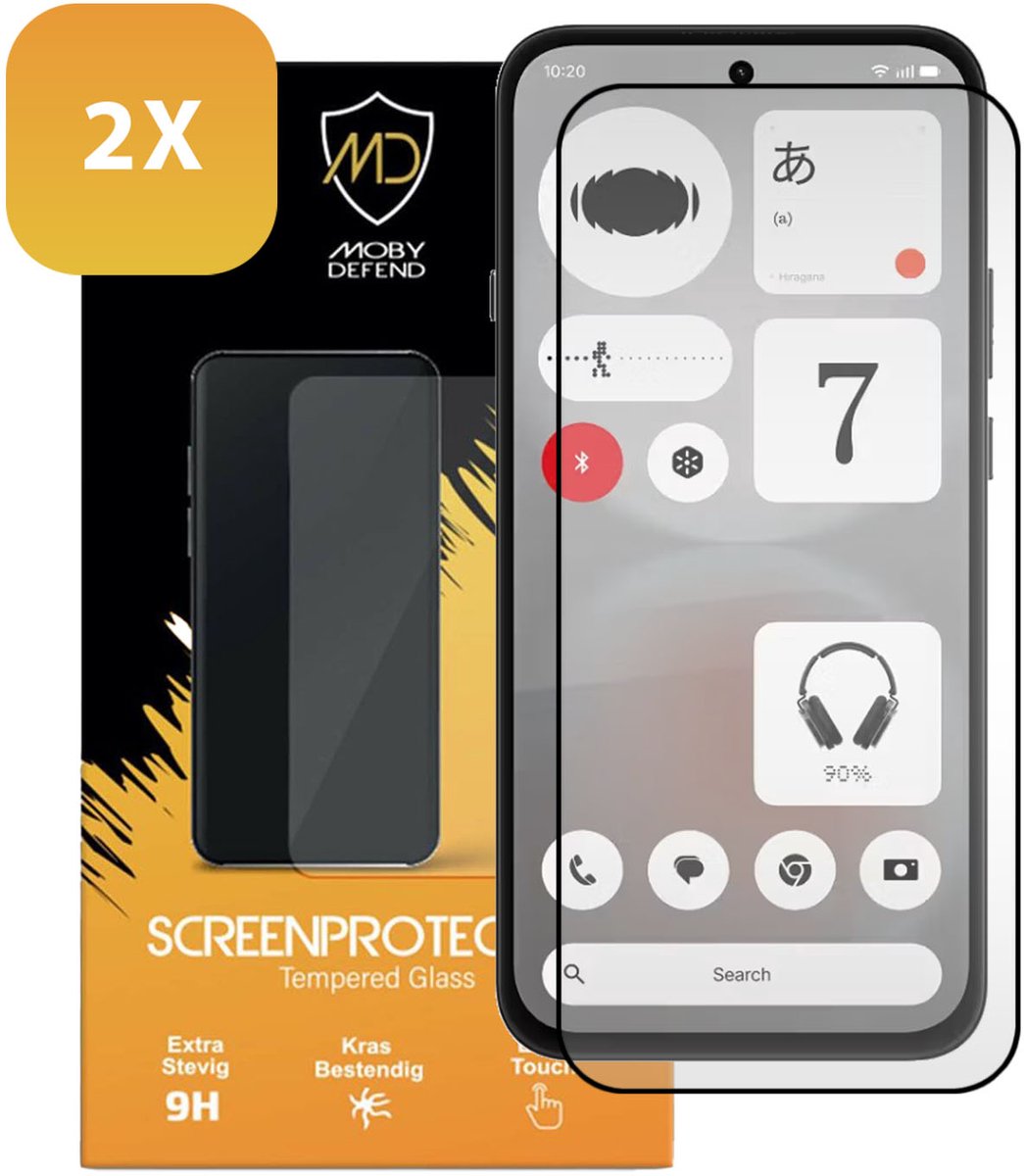 2-Pack MobyDefend Screenprotectors - Geschikt voor Nothing Phone (4b) - Screensavers Met Zwarte Randen - Gehard Glas