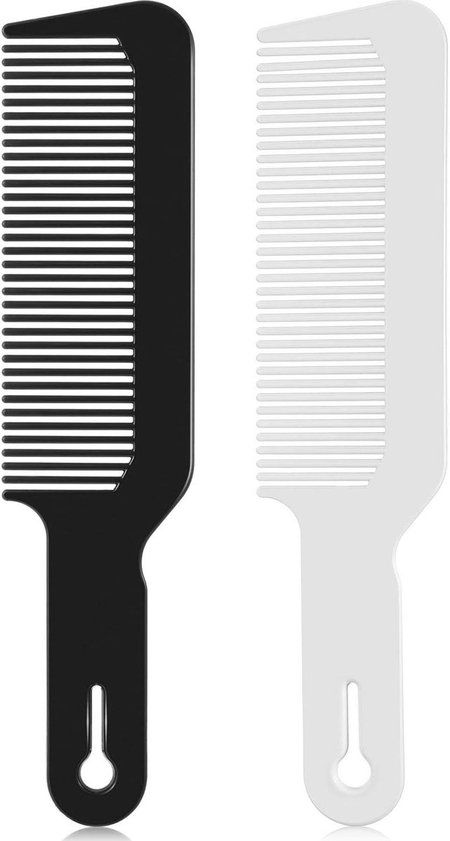 SnelShoppen - 2 Stuks Platte Top Haartrimmers & Kapperskammen - Hittebestendig Haar Knippen - Zwart & Wit - Ideaal voor Thuisgebruik en Professionele