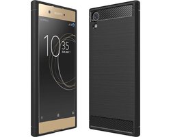 ebestStar - Hoes geschikt voor Sony Xperia XA1 Plus, XA1 Plus Dual, TPU Bescherming Cover, Koolstof Design Hoesje, Zwart
