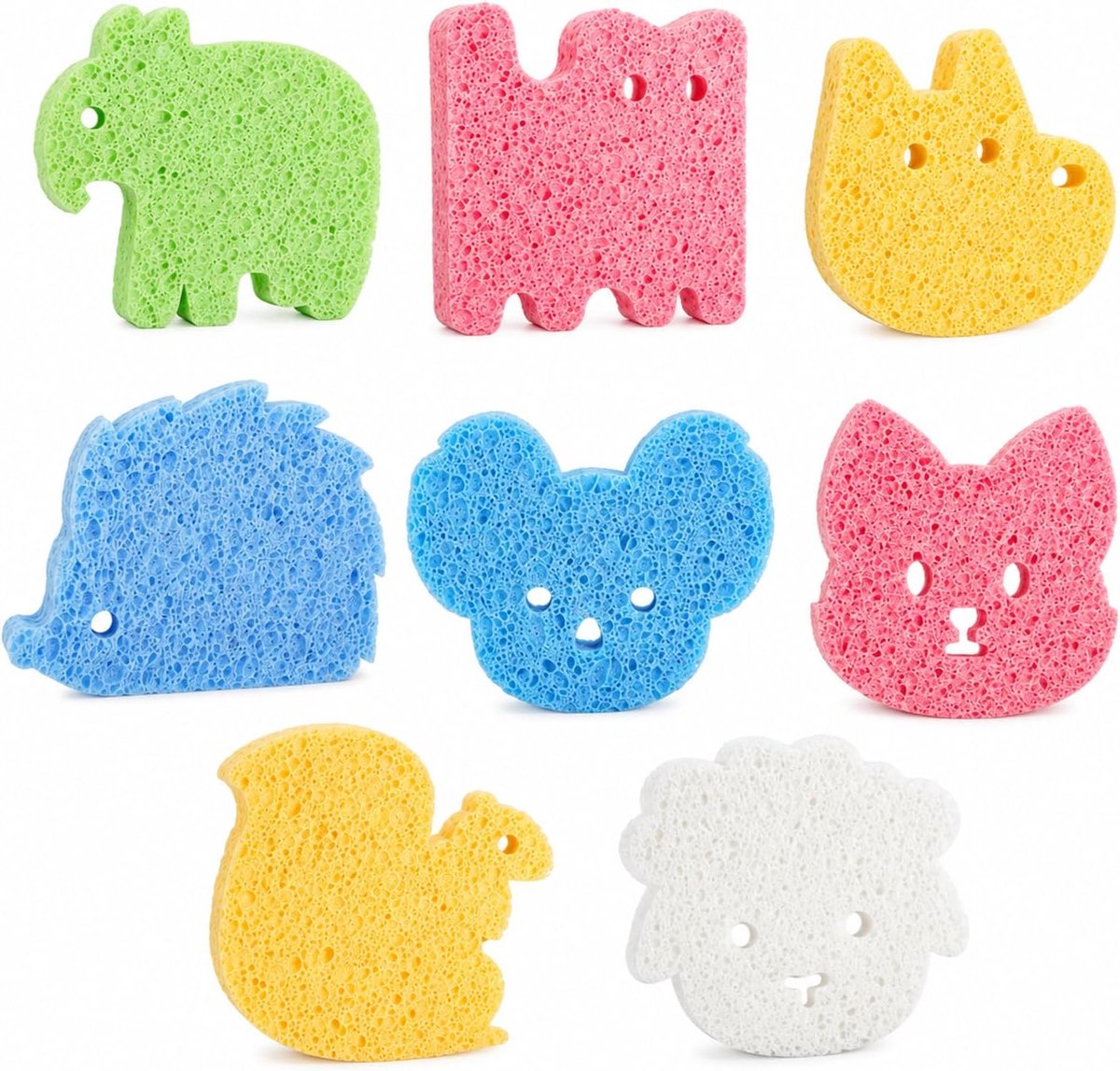 SnelShoppen - 8 Stuks Baby Bad Sponsjes, Schattige Bad Spons voor Peuters en Kinderen, Multifunctionele Douche Spons, Foam Bad, Wasdoek voor Lichaamsr
