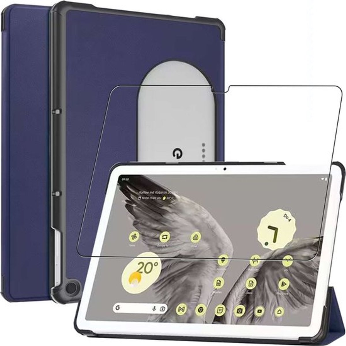 ebestStar - Hoes geschikt voor Google Pixel Tablet, Slanke Design PU Lederen Etui, Automatische Slaap/Wake, SmartCase hoesje, Donkerblauw + Gehard Glas