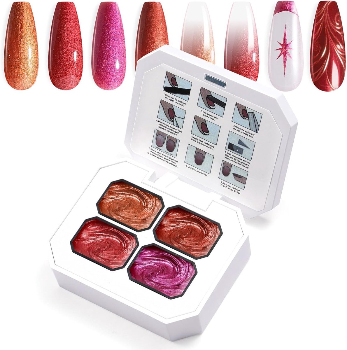 SnelShoppen - Gradient Painting Gel - 4 Kleur Ombre Gel Nagellak voor Ombre Nails, Aura Nails, Franse Manicure DIY Nagelkunst, Palette C2