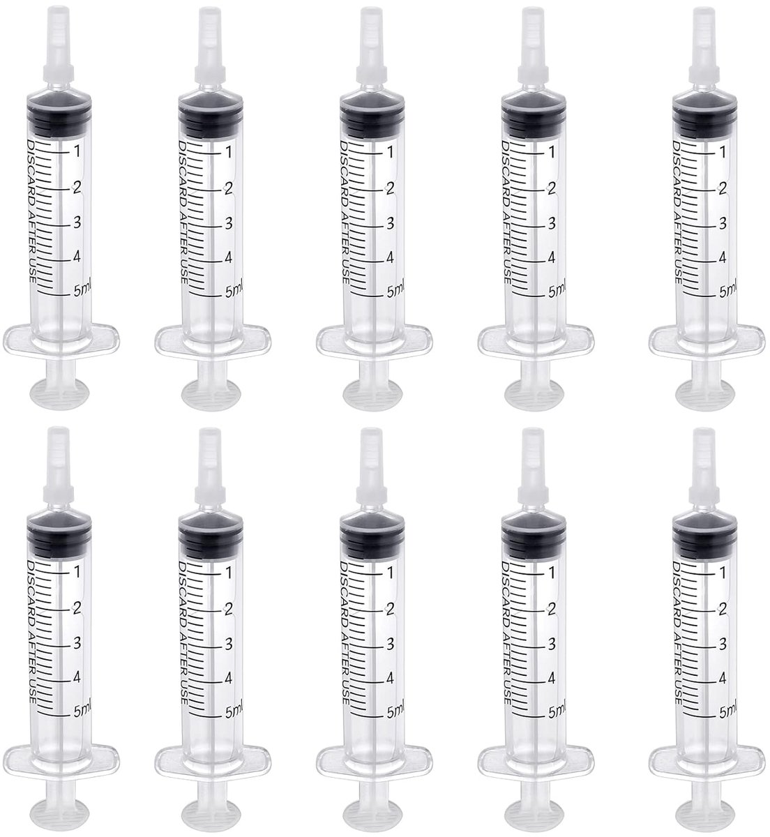 SnelShoppen - 10x 5ML Doseringsspuiten met Deksel - Naaldloze Spuiten voor Colostrum, Huisdieren Voeden, Plantengebruik, Laboratorium, Transparant Pla