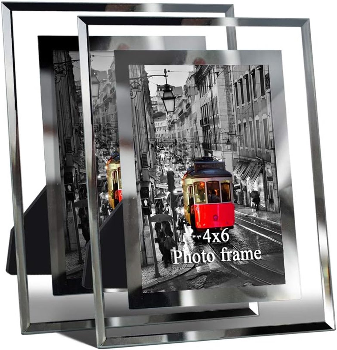 SnelShoppen - Set van 2 Glazen Fotolijsten 10x15 cm - Elegante Ramenset voor Bruiloften, Vrienden en Familie - Moderne Decoratie met Zilveren Rand