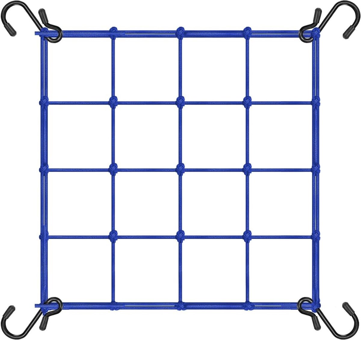 SnelShoppen - Elastische Spinning Net voor Motorfiets en Fiets - Luchtige Lading Draagriem met Haakjes - Blauw 25 x 25 cm, Uitrekbaar tot 50 x 50 cm