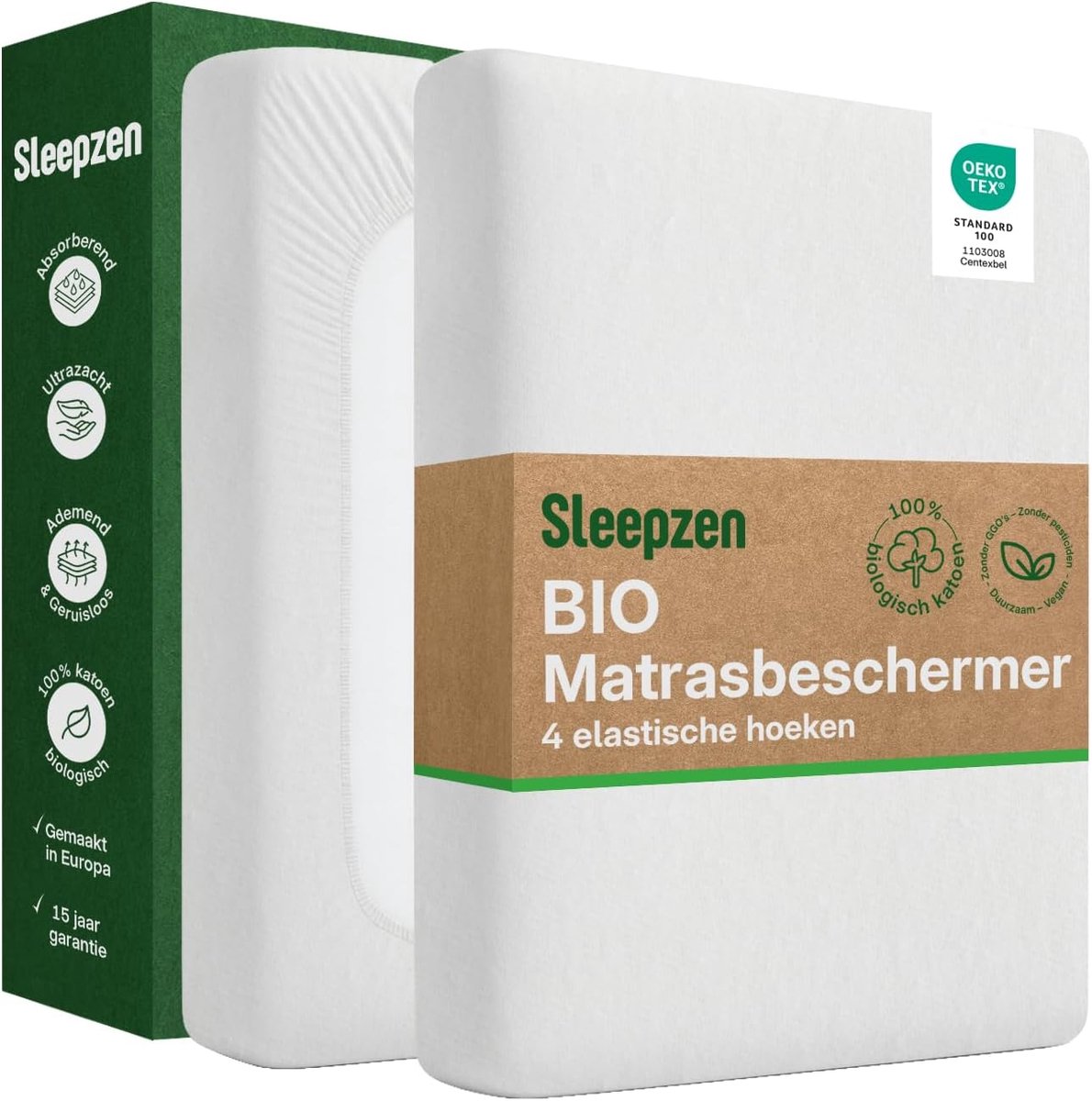SnelShoppen - Matrasbeschermer 60x120 cm - 100% biologisch katoen - Oeko-Tex gecertificeerd - Hypoallergeen, ademend en stil - Geschikt voor kinderen