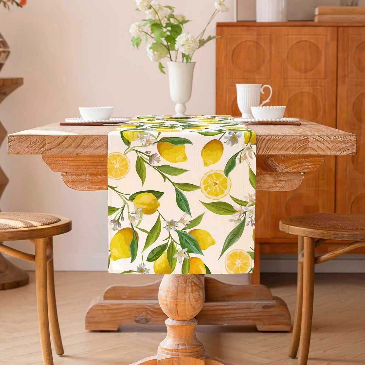 SnelShoppen - Table Runner Lemons Decoratie Modern Lente Zomer Geel Oranje 40x Decoratief Tafelkleed Polyester Wasbaar Keuken Eetkamer Tafeldecoratie