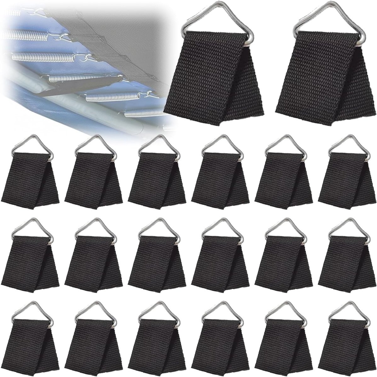 20 Stuks Driehoekige Gespset voor Trampolines - Reserveonderdelen, V-Ring Gesp en Riem voor Springdoek en Veerhouder