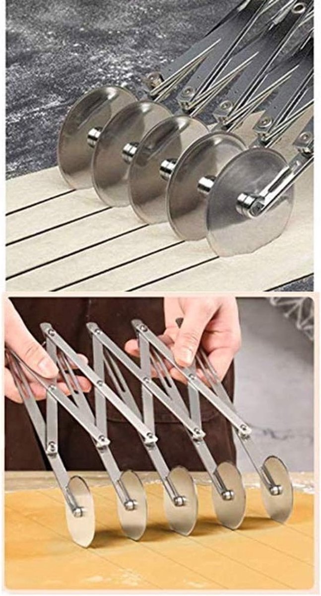 Roestvrij Staal Gebak Cutter - Uitbreidbare Pizza Slicer - Verstelbare Bakken Cutter Roller - Cookie Deeg Cutter Divider van Homten — afbeelding 3