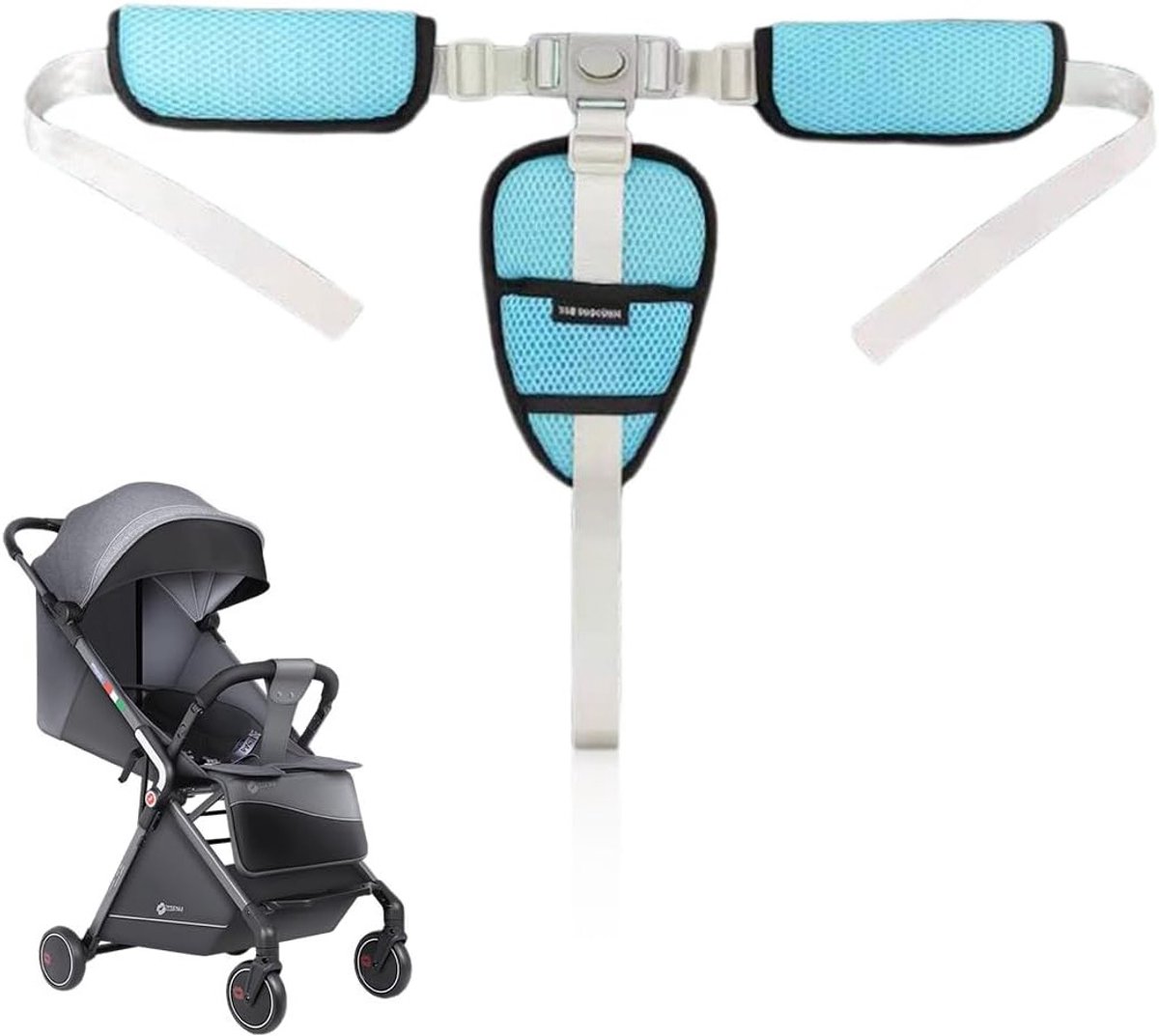 Vervangende 3-Punts Veiligheidsriem voor Kinderwagen met Verstelbare Multifunctionele Stoelriemen en Comfortabele Straps