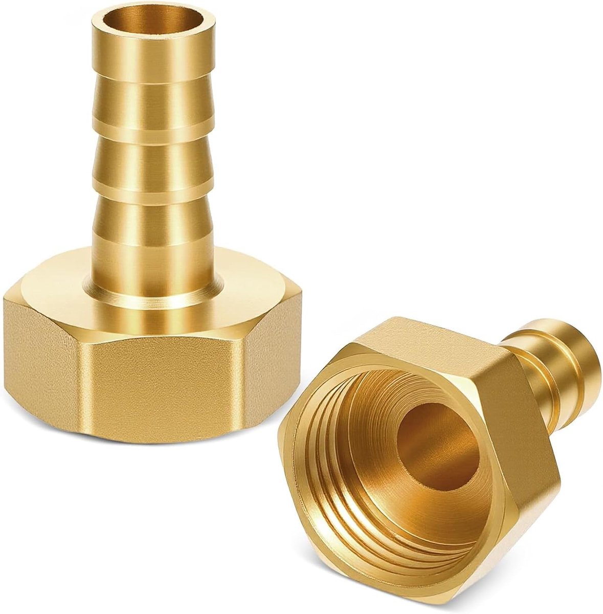 SnelShoppen - 2x Messing Fittingen 10mm x 1/2 PT, Tuinslang Connector, Draadverbindingen, Robuuste Messing Aansluiting voor Water, Lucht, Olie, Brands