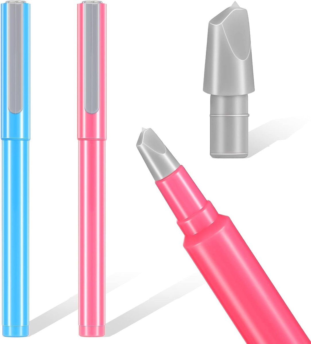 SnelShoppen - 2x Ceramic Cutter voor Diamond Painting - Parchment Paper Cutter met Hard Cap - Knives voor Creatieve DIY Projecten in Roze en Blauw