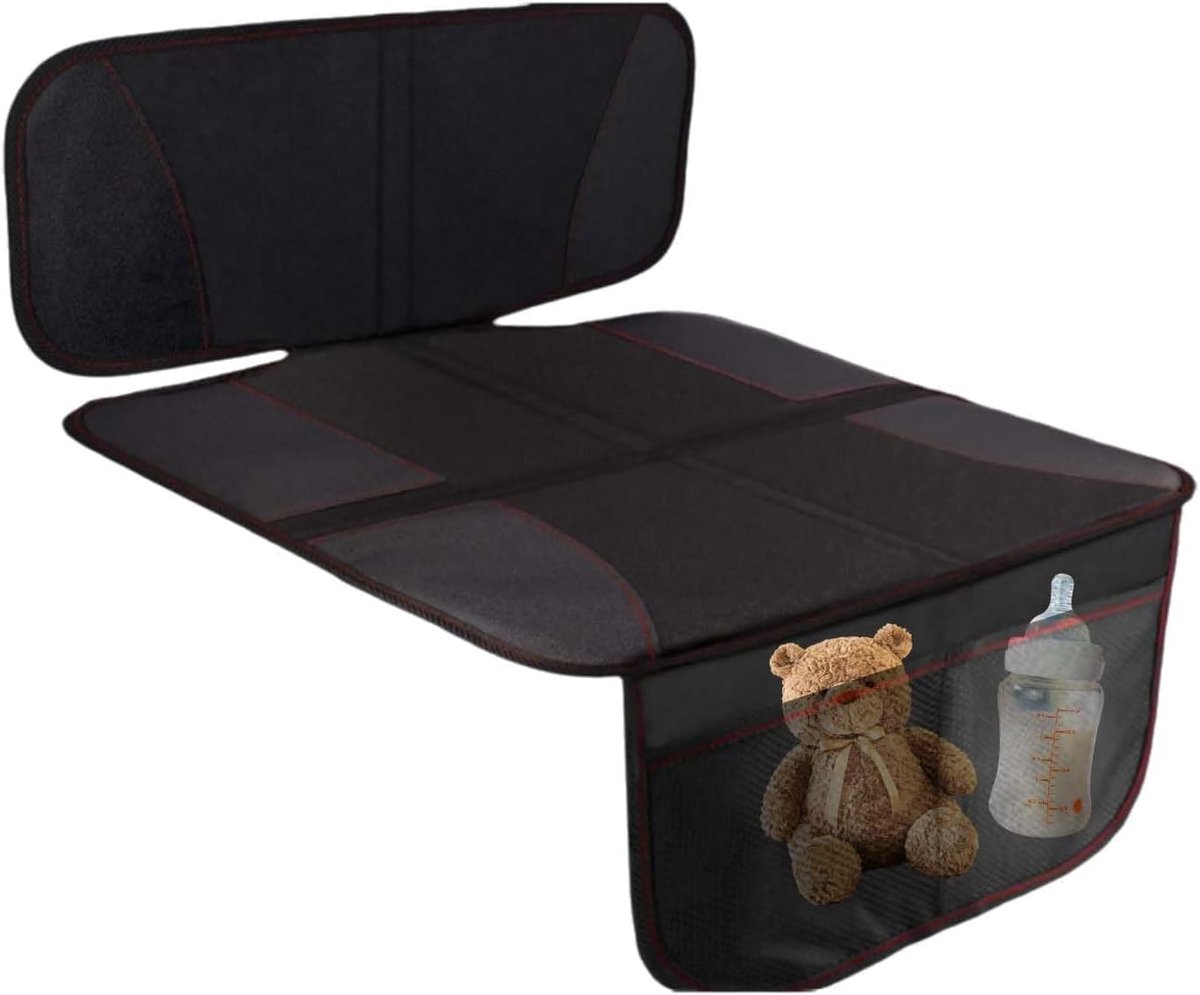 SnelShoppen - Auto Zitting Bescherming - Kinderen - Anti-slip Functie - 600D Oxford Stof - Zwart + Rood - Autostoel Bescherming met Netvakken
