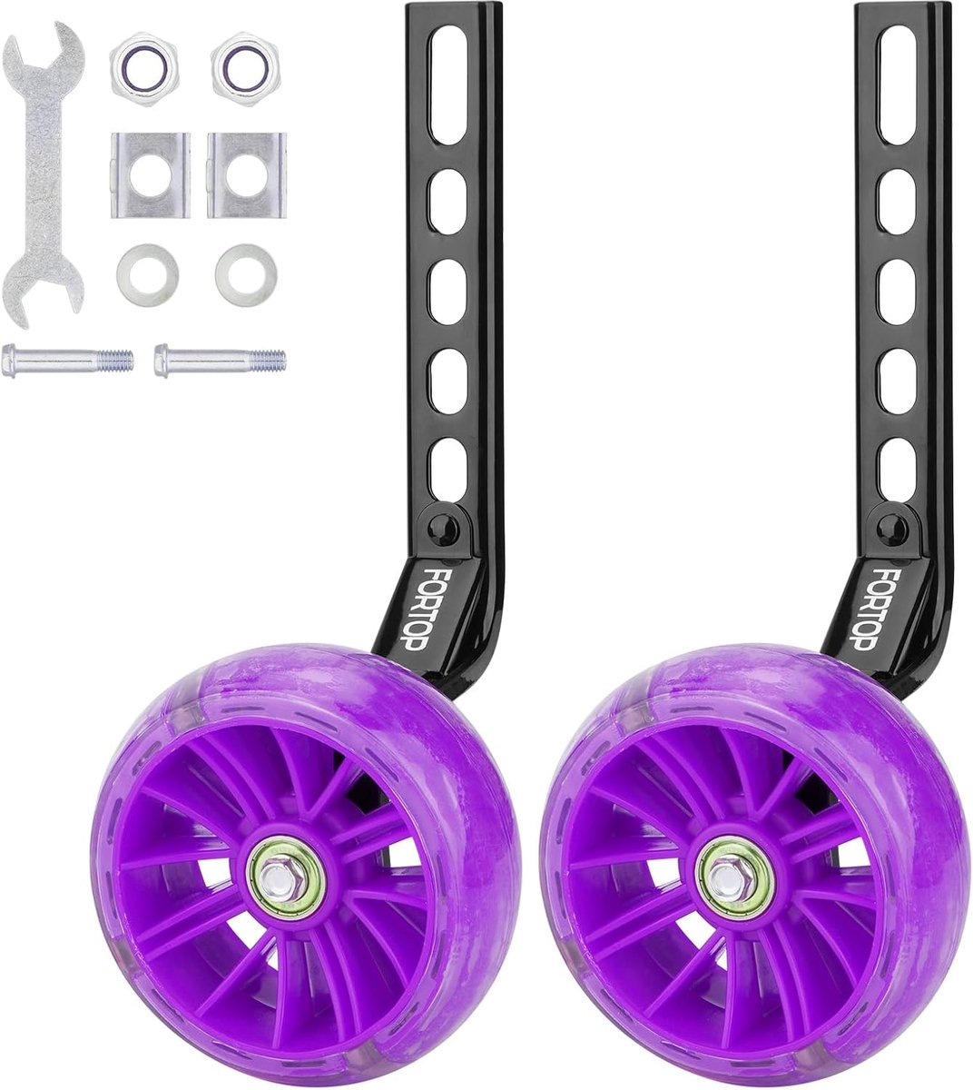 SnelShoppen - Fiets Trainingswielen voor Kinderen - 1 Paar Robuuste Achterwielen met Stabilizers voor 12-20 Inch Fietsen - Paars, Ideaal voor Jongens