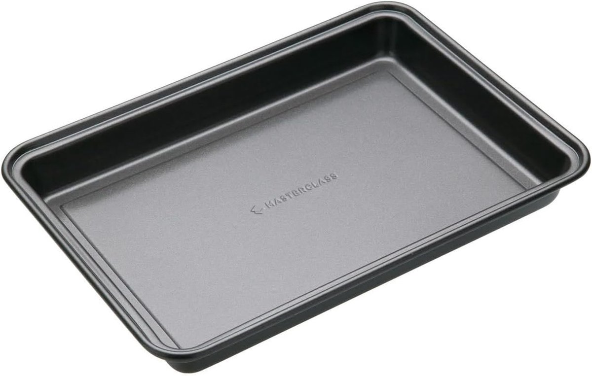 SnelShoppen - Bakplaat Brownie Tin met Antiaanbaklaag - Carbon Staal Bakvorm voor Traybakes - 27 x 20 cm - Grijs - Ideaal voor Taarten, Brownies en Me