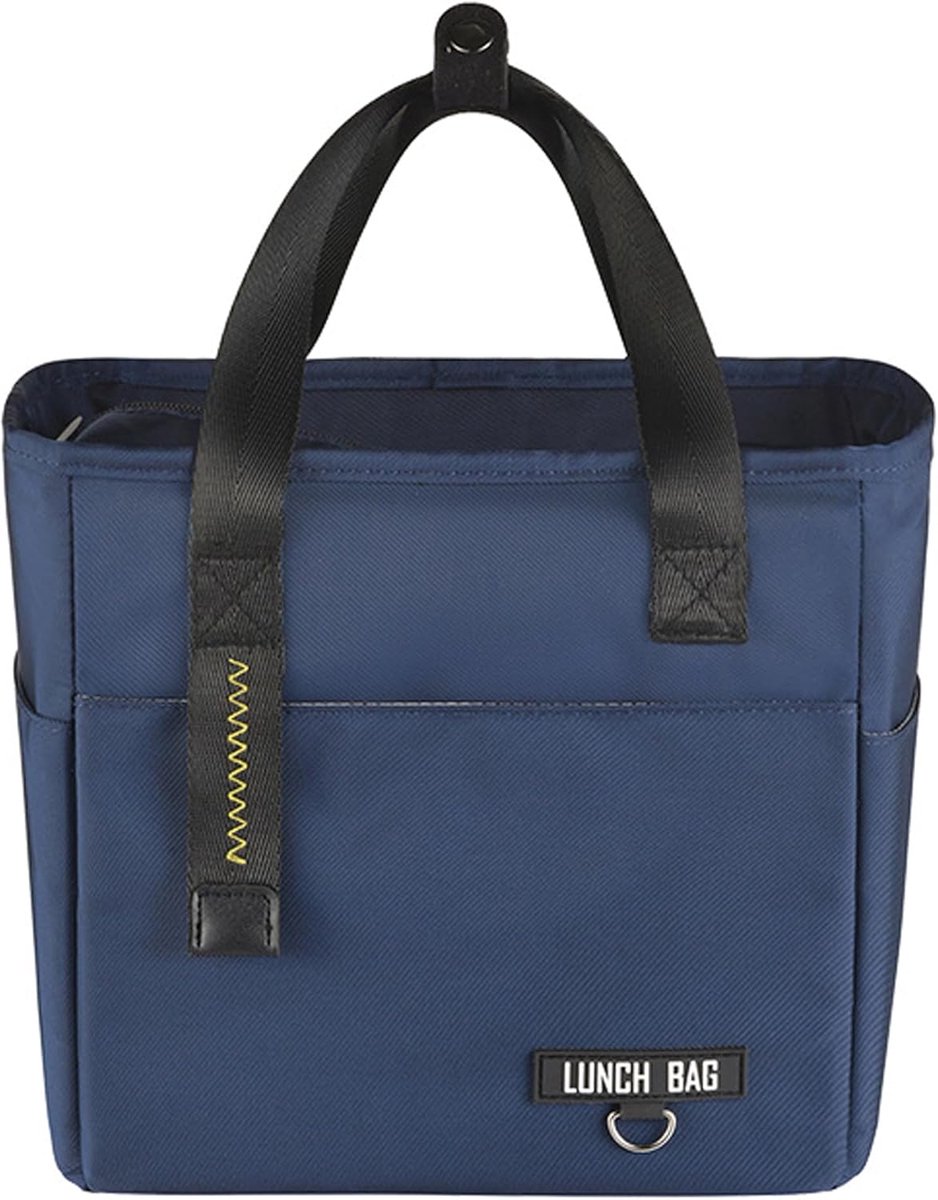 SnelShoppen - Isolerende Lunchbox Herbruikbaar Lekvrij Lunch Tasje Bento Koeltas met Flessenhouder en Zijvakken (7L, Navy) voor Op School, Werk en Pic