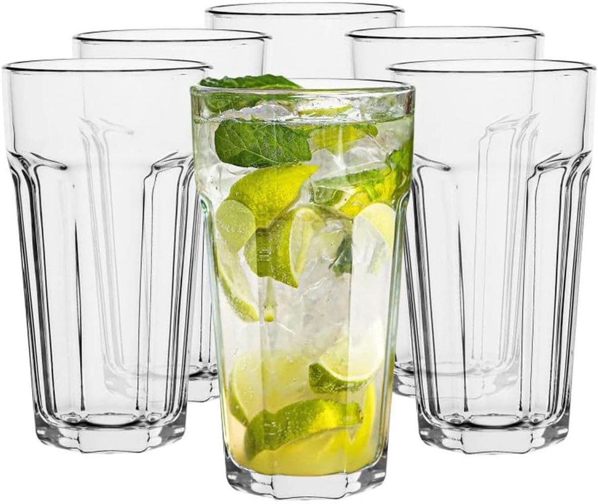 SnelShoppen - Set van 6 Transparante Drinkglazen 500ml | Sterke Tumbler Waterglazen voor Dagelijks Gebruik | Ideaal voor Bier, Wijn, Cocktails, Keuken