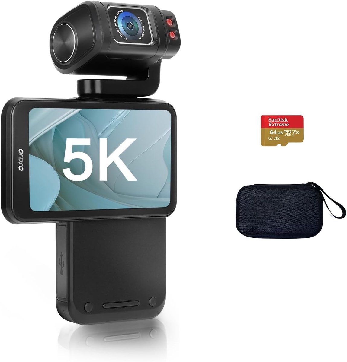 SnelShoppen - Portable Video Camera 5K/30fps Vlogging Camera met 3.5 Inch Rotatable Touch Screen voor YouTube TikTok Vlogs en Reisavonturen