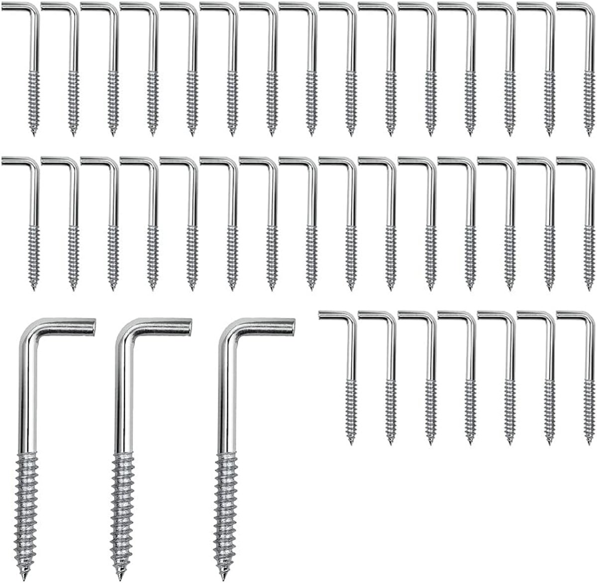 SnelShoppen - Set van 40 M4 Schroefhaken L Schroefhaken van Koolstofstaal voor het Ophangen van Planten, Keukenaccessoires en Windgongen 40 x 15mm