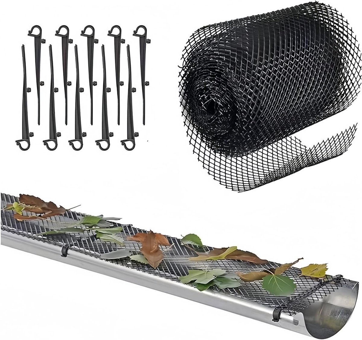 Duurzame Bladbescherming voor Regenpijpen - Heavy Duty Gootbeschermers met Gaasfilter 6,3" x 19,6 ft voor Effectieve Afvoer van Bladeren en Debris