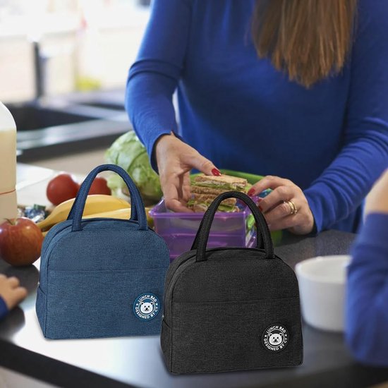 Thijox - 2 Stuks Geïsoleerde Lunchtas met Folievoering, Herbruikbare Opvouwbare Lunchbox, Mini-Koeltas voor School, Kantoor, Picknick en Reizen - Blau van Thijox — afbeelding 5
