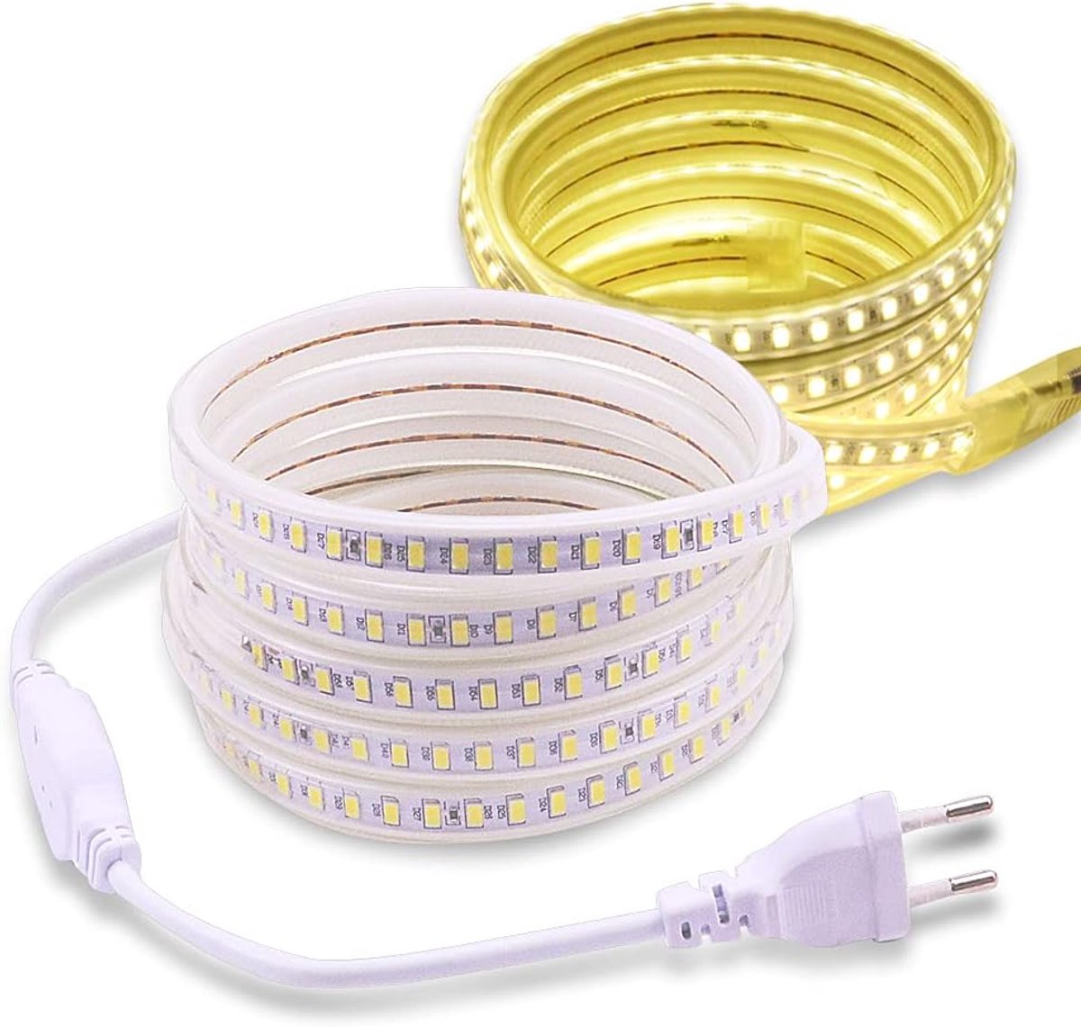 SnelShoppen - 220V LED Strip Light Wit IP67 Waterdicht 3M met EU Stekker, 5730 120leds/m Zachte LED Strips voor Tuin, Keuken en Feesten