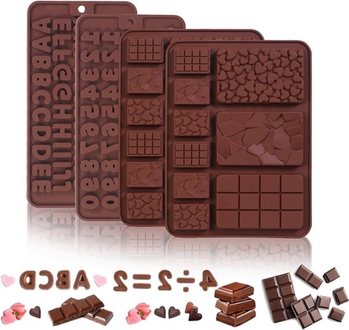 Chocoladevorm met Letters, Cijfers en Symbolen voor Verjaardag - Silicone Vorm voor Chocolade, Snoep, Gelei en IJsblokjes met Spatel - Feest Gadgets - Keuken Accessoires