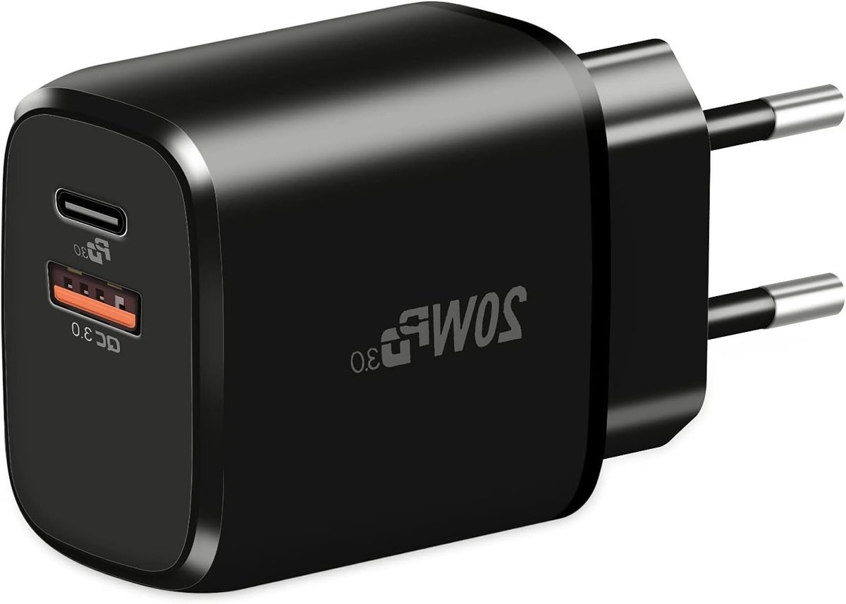 20W USB C Snellader met PD en QC 3.0 voor iPhone 14, Samsung Galaxy S21, en Google Pixel 6 Pro - Krachtige Oplader voor Smartphones en Tablets