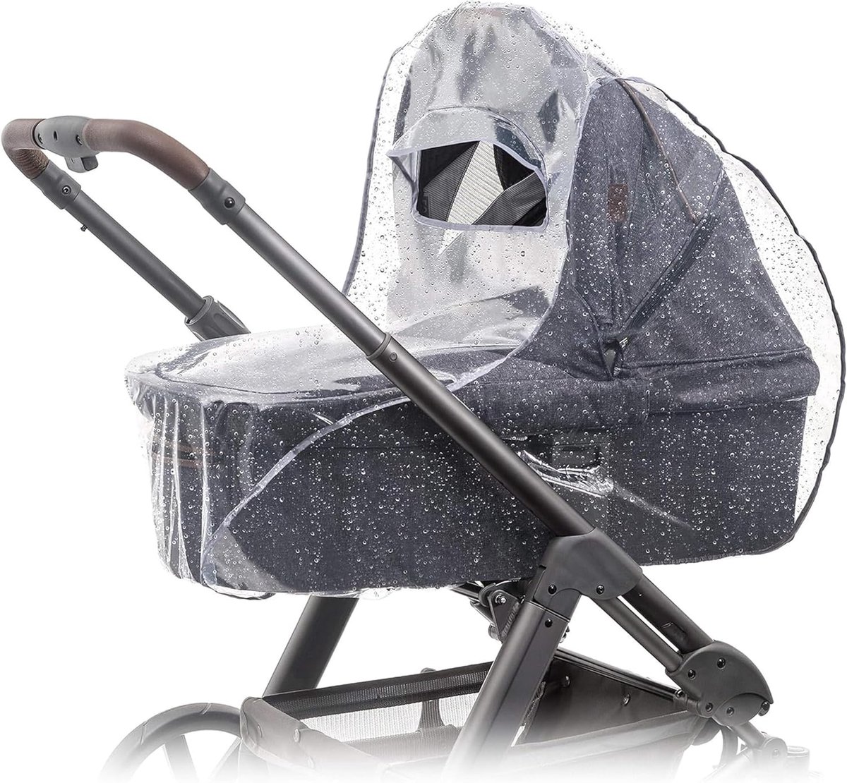 Thijox - Regenhoes Kinderwagen Regenscherm voor Reiswieg en Draagtas, Waterdicht, Duurzaam, PVC-vrij, Optimale Ventilatie en Kijkvenster, Geschikt voo