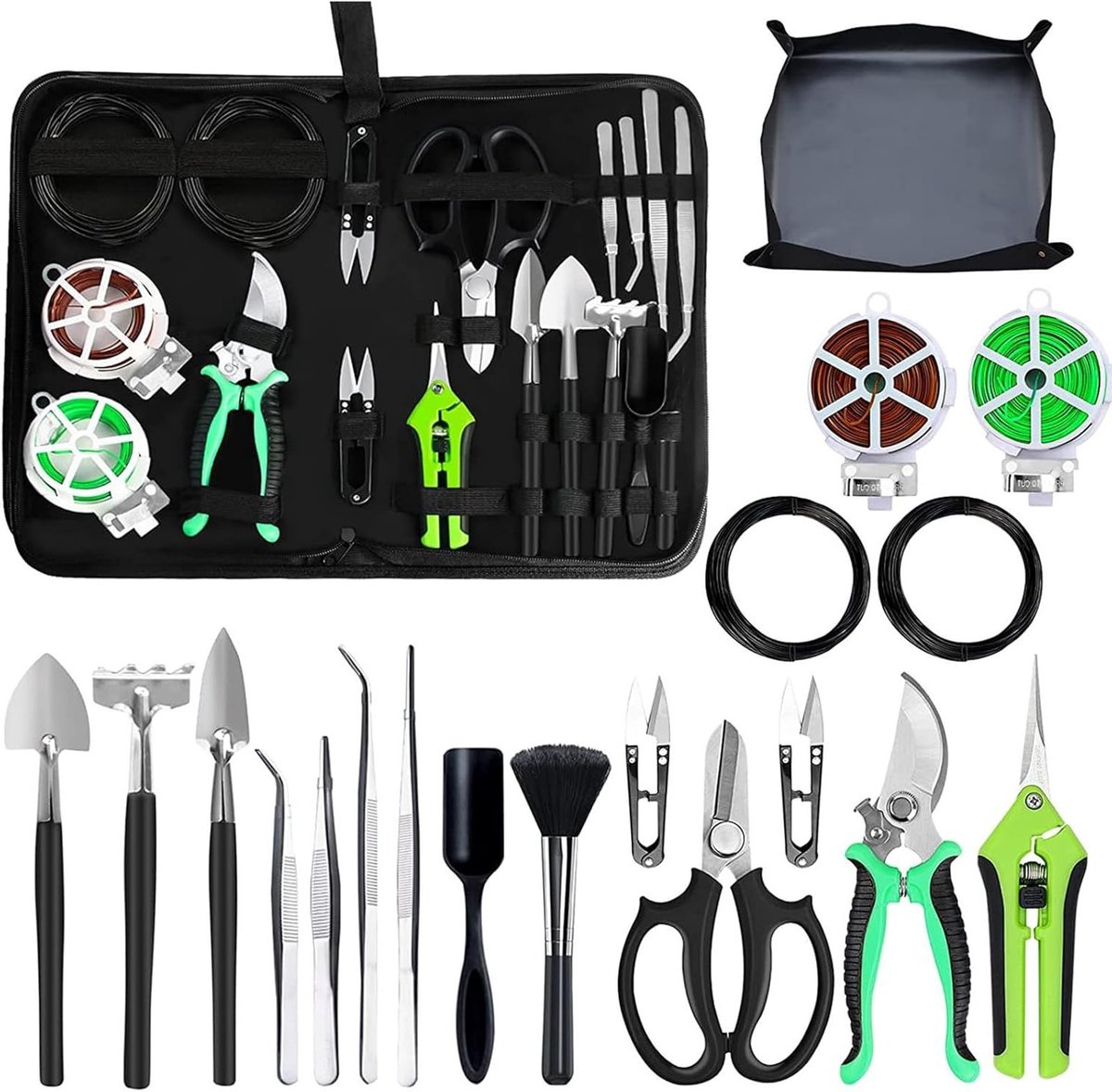 Complete Tuinset met 20 Stukken, Roestvrij Staal, Antislip Houten Handvat, Perfecte Tuinaccessoires voor Tuinliefhebbers