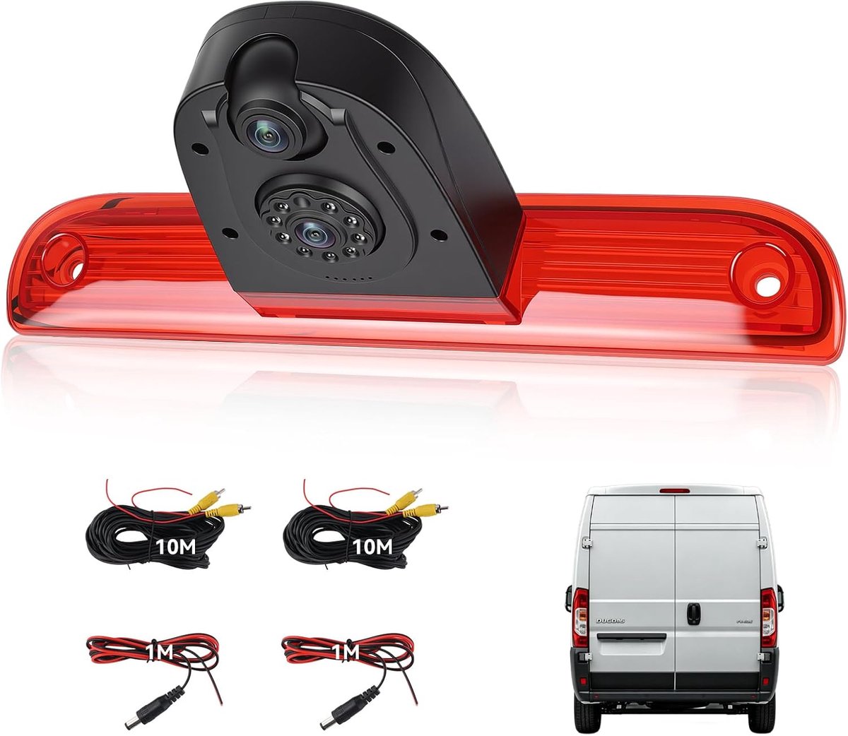 SnelShoppen - Remlicht Achteruitkijkcamera HD met Nachtzicht en IP67 Waterdicht voor Fiat Ducato en Peugeot Boxer 2006-2018, 140° Groothoek, Draaibaar