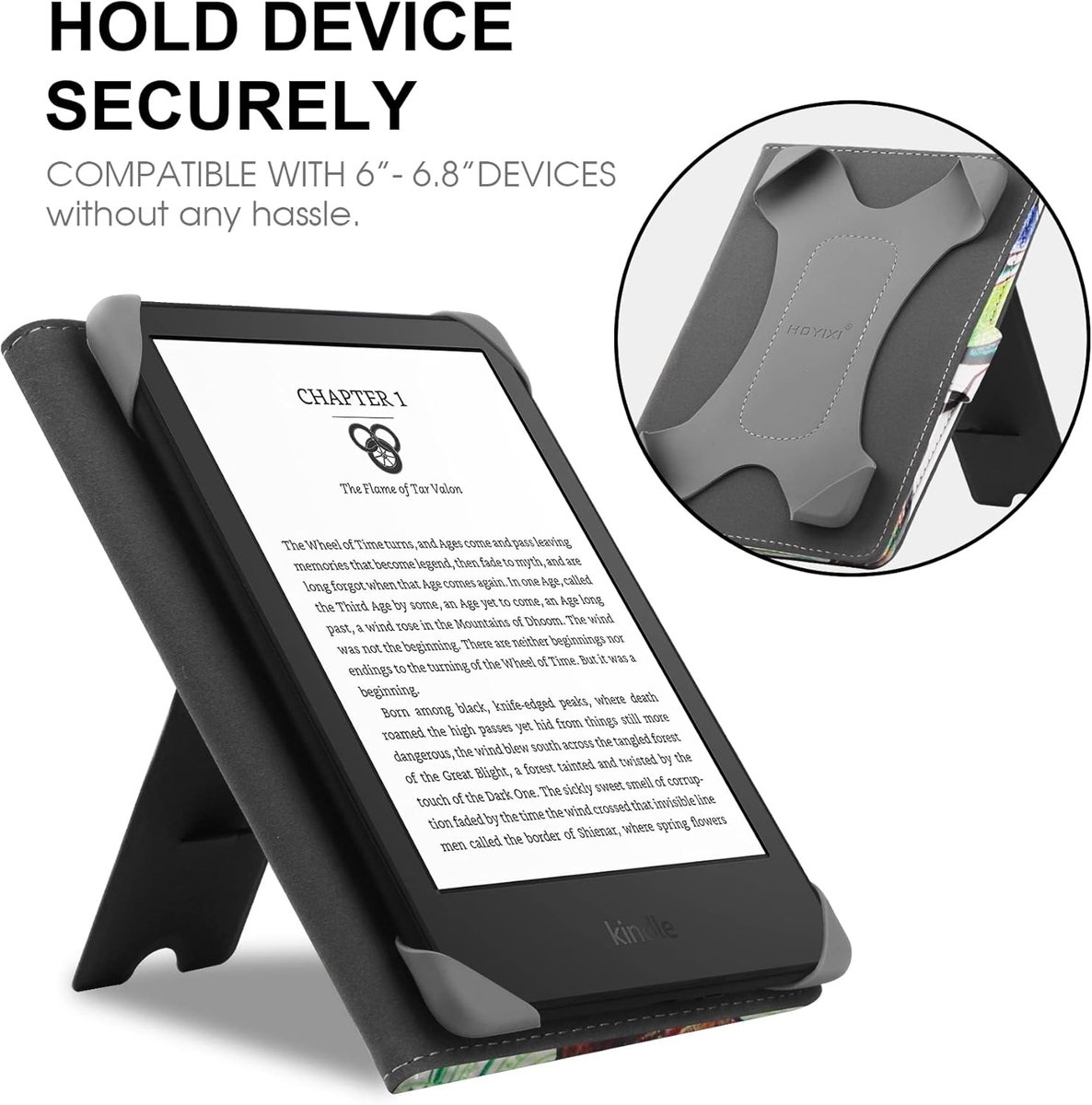 SnelShoppen - Universele E-Book Reader Hoes voor 6-6.8" Kindle Paperwhite, Kobo Clara HD, PocketBook, Leder, Staand, Bescherming, Reis, Thuis – foto 3