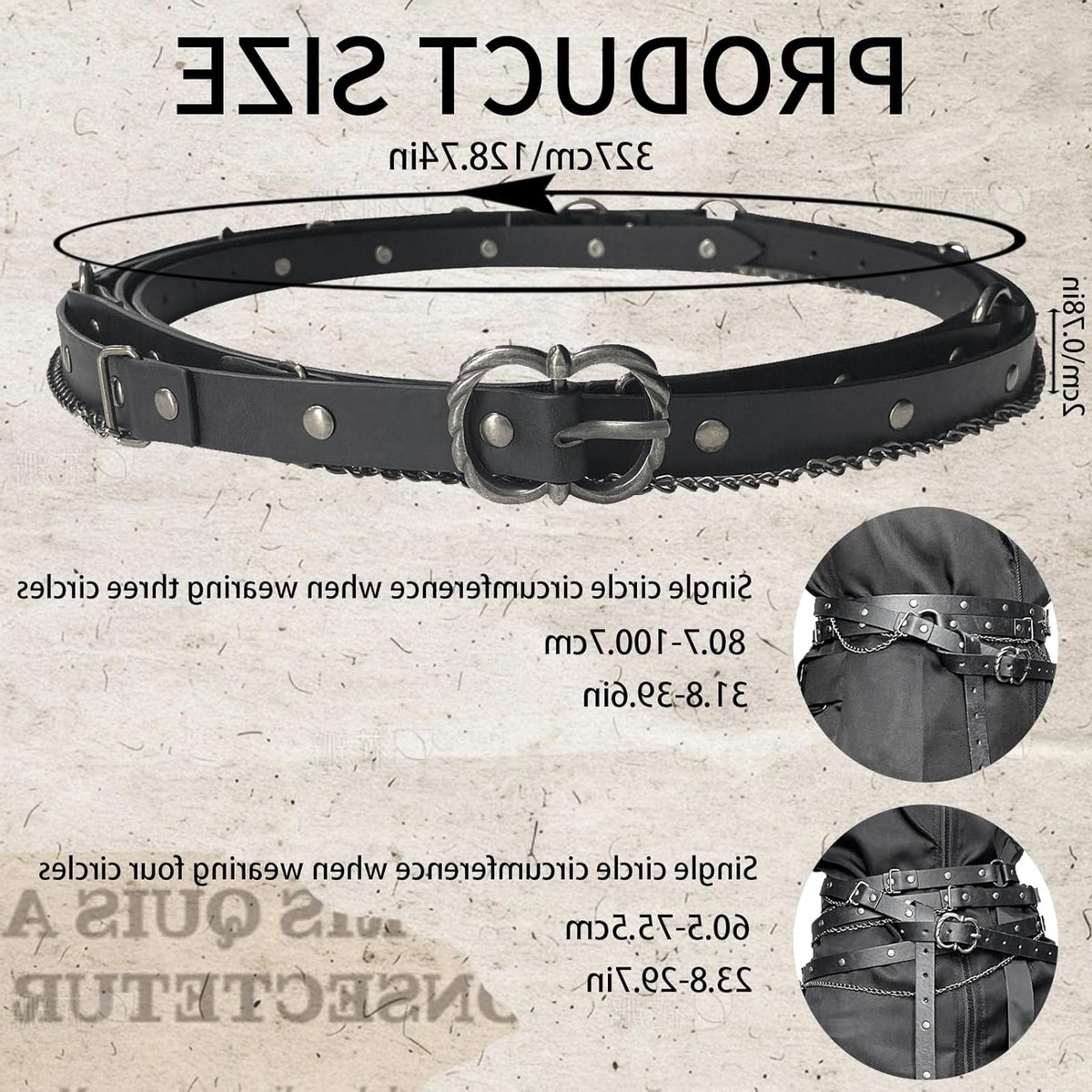 Middeleeuwse Riem van Faux Leer met Metalen Ketting, Perfecte Accessoire voor Vrouwen voor Halloween en Carnaval, Ideaal voor Middeleeuwse Kostuums en Feestjes