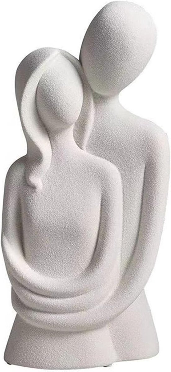 Moderne Abstracte Beeldhouwwerk van Een Omarmend Koppel, Decoratieve Figuren voor Woonkamer en Kantoor, Uniek Cadeau voor Kunstliefhebbers, Polyresin Sculptuur
