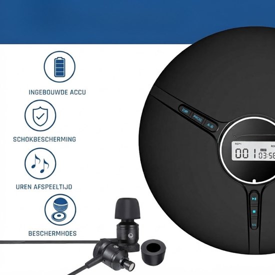 SP® CD Speler Draagbare - Draagbare Bluetooth CD Speler - CD Speler - Zwart - 14cm x 14cm x 3cm van SP — afbeelding 4