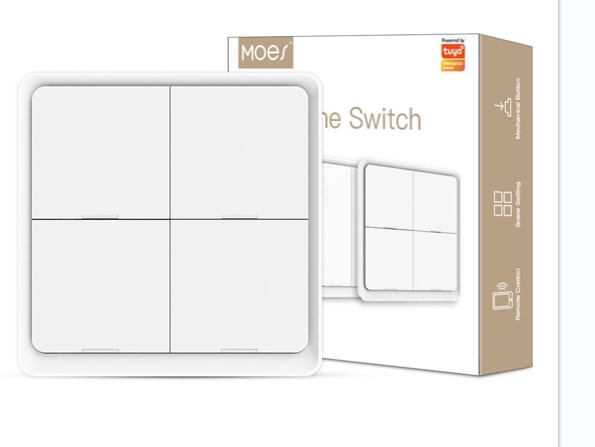 SnelShoppen - ZigBee Draadloze 4 Gang Scene Switch - Smart Home Automatisering - Wit - Voor Tuya Smart Apparaten - Inclusief Gratis Batterij