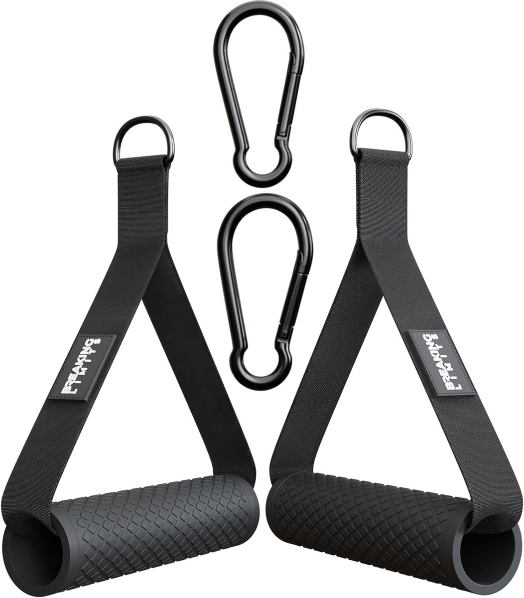 SnelShoppen - Cable Pull Fitness Grips - 2 Non-Slip TPR Handvatten met Extra Carabiners - Voor Power Station, Fitness Bands & Crossover Apparaten - Ny