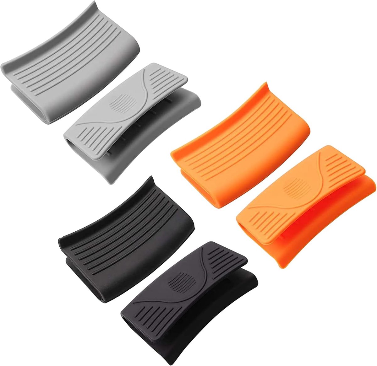 SnelShoppen - 6Pcs Siliconen Hot Handle Holder, Keuken Dikke Handschoenen, Pot Pan Grip, Hittebestendig, Zwarte Squeeze Pot Holder, Veilig en Comforta
