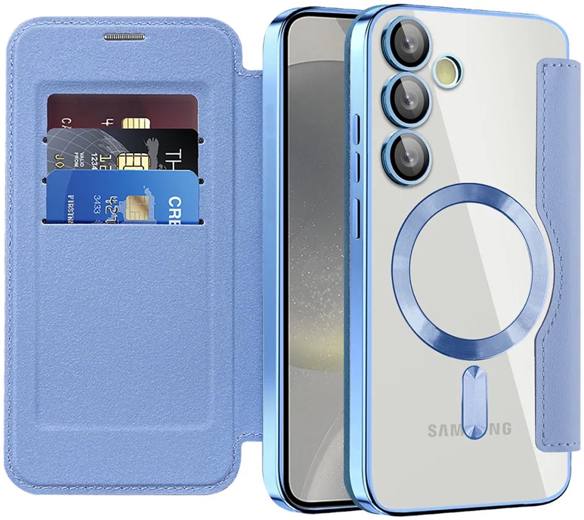 Hoesje geschikt voor Samsung Galaxy S24 Plus - Techsuit SmartMag Book Wallet Case - Geschikt voor MagSafe - Lichtblauw