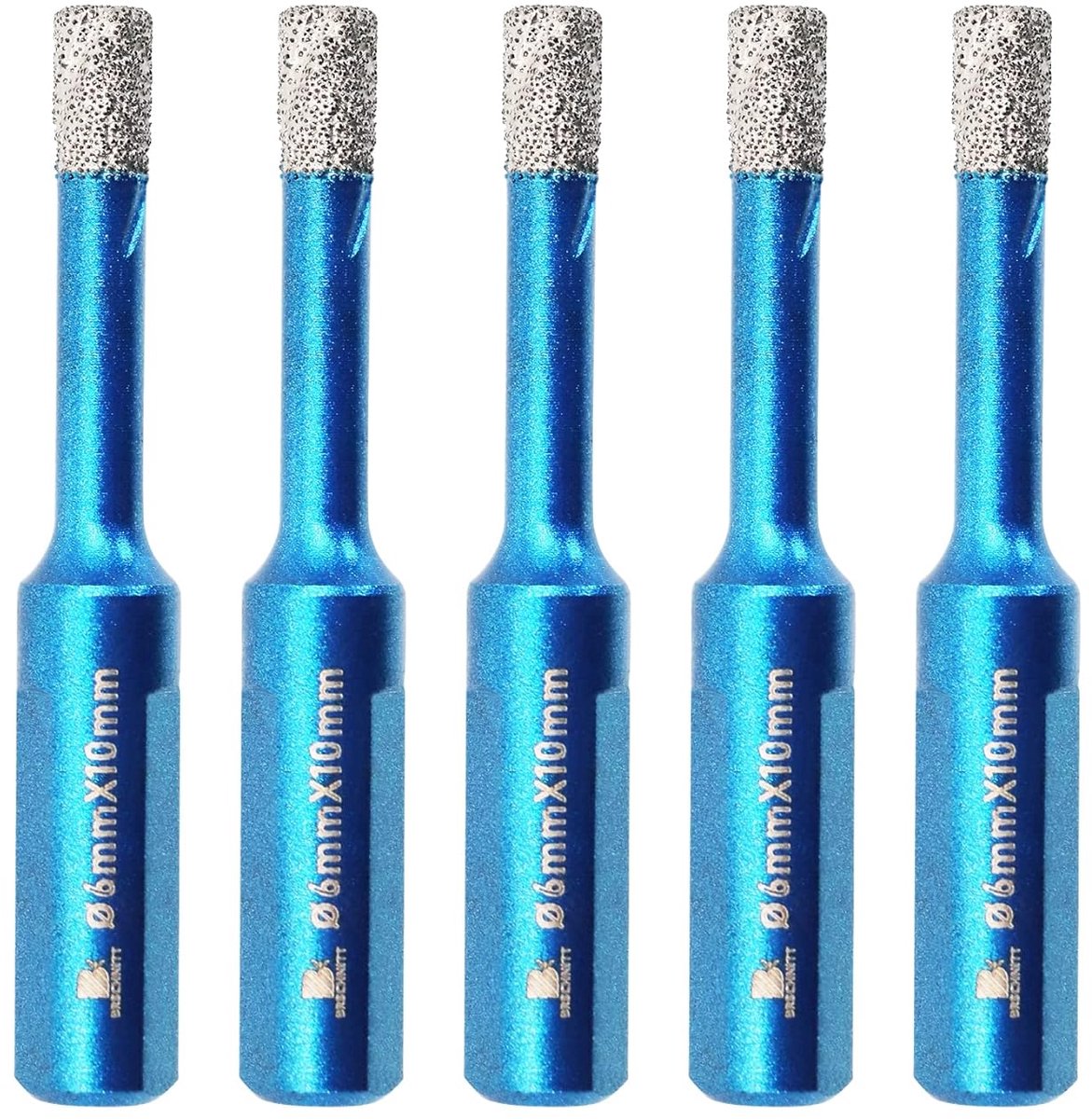 SnelShoppen - Dry Diamond Core Drill Bit Set 5pcs 6mm voor Porselein, Tegels, Graniet, Marmer, Triangulaire Shank, Voor Harde Materialen