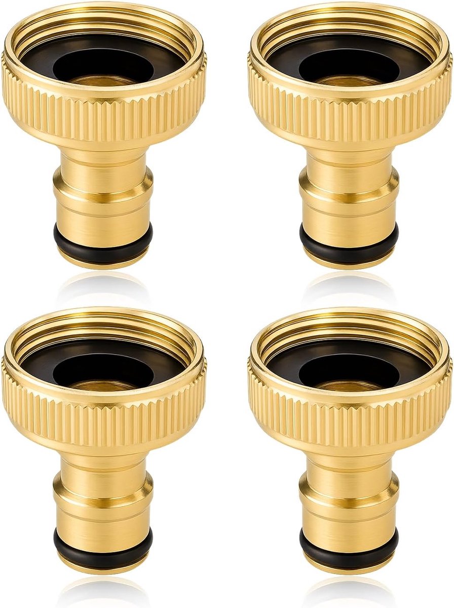 SnelShoppen - 4 stuks 3/4 inch BSP Messing Kraanadapters, Snelkoppeling Tuinslang, Lekvrij en Duurzaam, Eenvoudige Installatie voor Tuin en Irrigatie