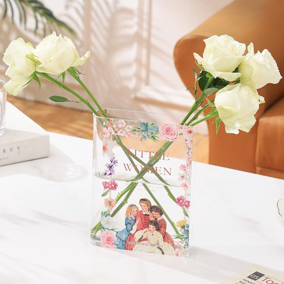 SnelShoppen - Set van 3 Transparante Boekvormige Vazen voor Bloemen, Decoratieve Vazen voor Woonkamer, Boekenplank, Slaapkamer, Kantoor, Eettafel, Per