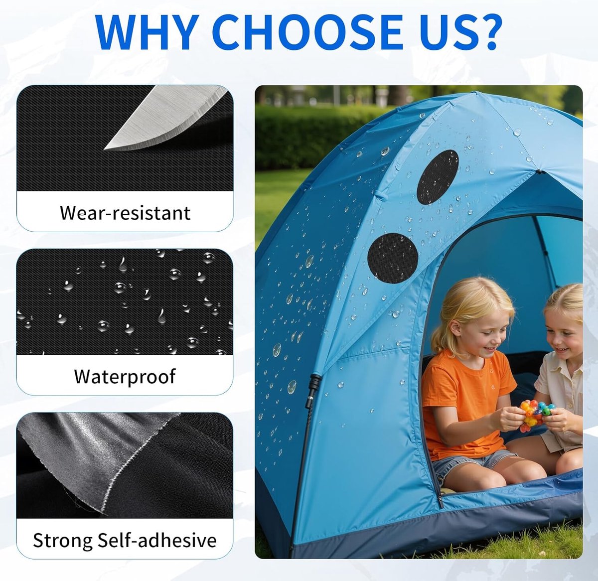SnelShoppen - 48 Stuks Nylon Reparatietape voor Donsjacks, Tent Reparatie Kits, Zelfklevende Patches voor Kleding en Slaapzakken, Waterdicht en Wasbaa