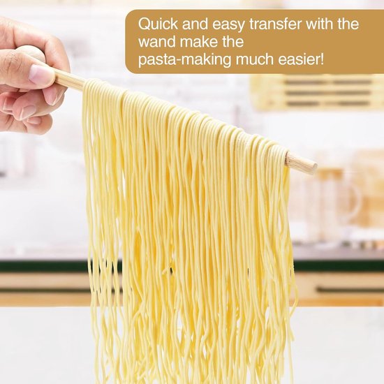 SnelShoppen - FARYODI Pastadroger van Hout, 12 Staven, Opvouwbare Droogstandaard voor Pasta, Herbruikbaar, Met Overdrachtsstang voor Keuken en Feest van Snelshoppen — afbeelding 5