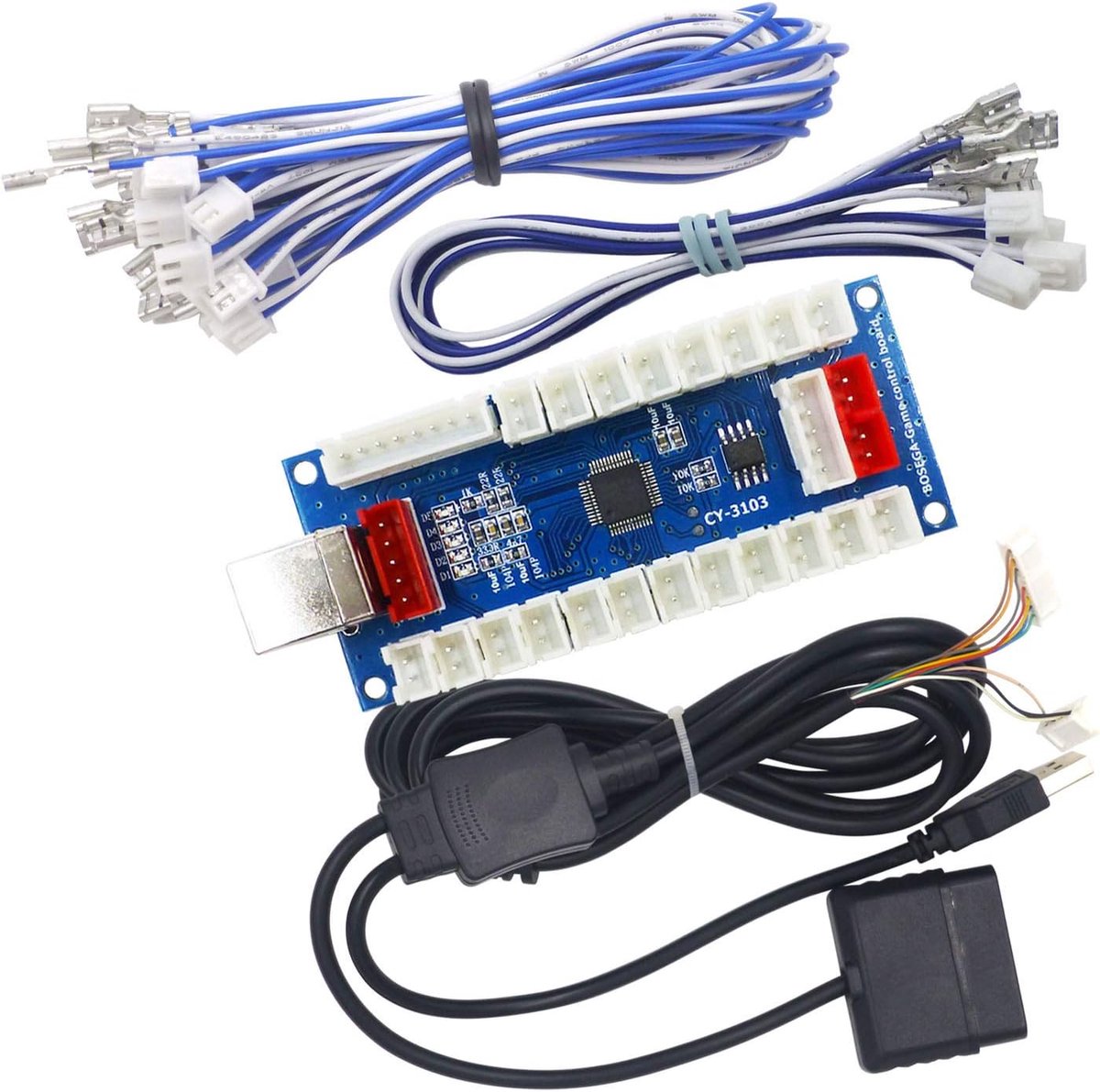 SnelShoppen - Arcade Controller DIY Kit met Zero Delay Encoder PCB Board, Joystick en Knoppen voor PC, Raspberry Pi, Android, PS2, PS3