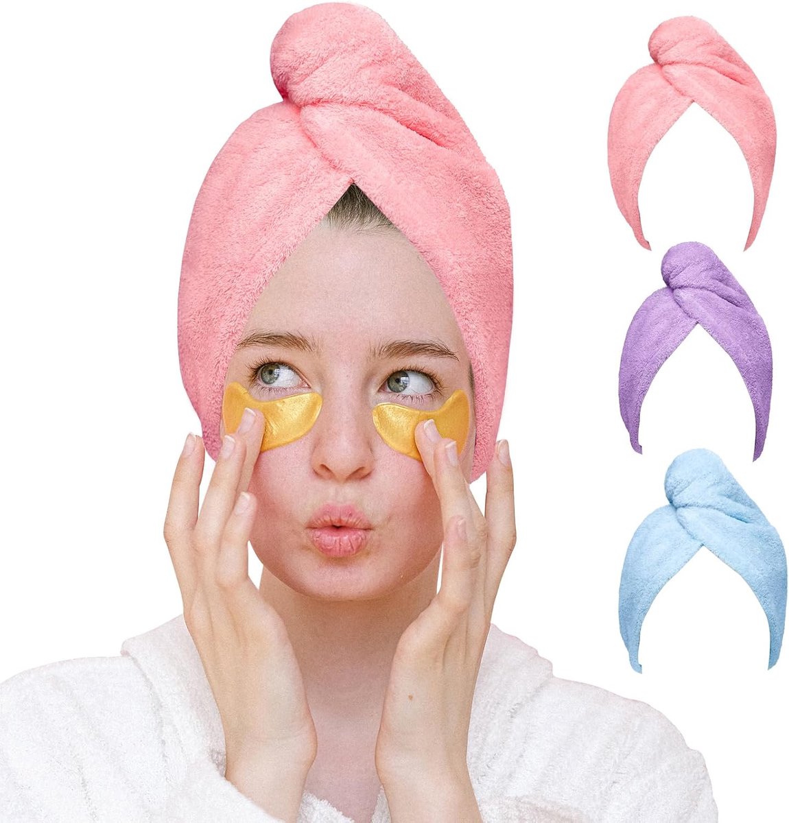 SnelShoppen - Good Nite Haar Handdoek Wrap 3-Pack Microfiber voor Lang Haar, Super Absorberend en Zacht, Ideaal voor Vrouwen, Sneldrogend voor Dagelij