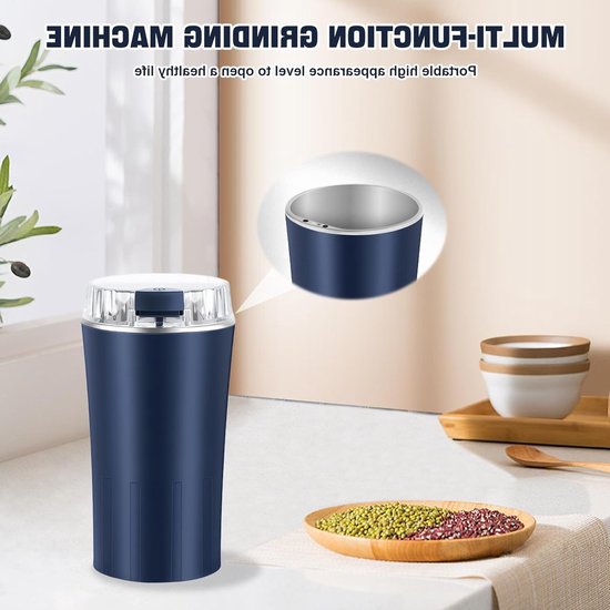 Koffiemolen met 300 W Vermogen, Automatische Specerijenmaler met RVS Messen, Inclusief Reinigingsborstel voor Koffie, Specerijen en Noten — afbeelding 5