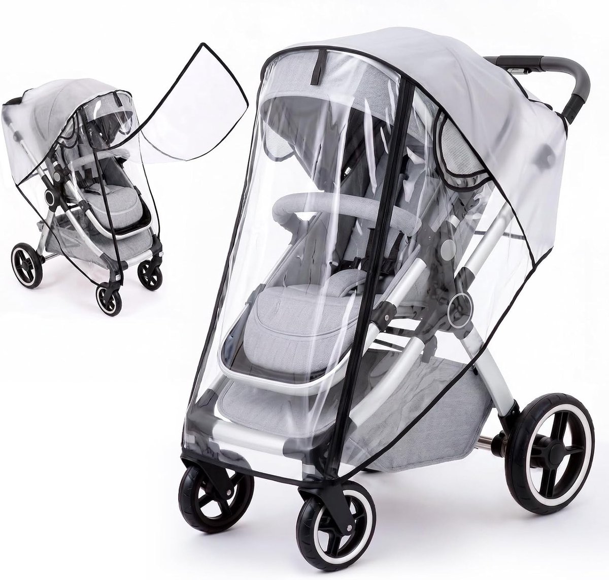Universele Regenhoes voor Kinderwagens met Rits, Rolluik Deur voor Gemakkelijke Toegang, Ademend en Waterdicht Materiaal, Eenvoudige Installatie en Voedselveilige EVA